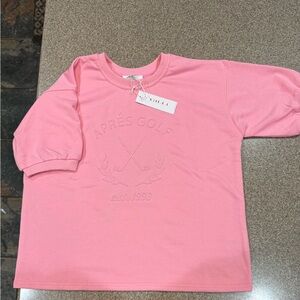 Gilli Pink Après Golf Short Sleeve Sweater, Size M, NWT